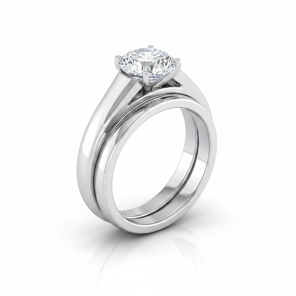 The Carly Matching Wedding Band, Round in 18K White Gold