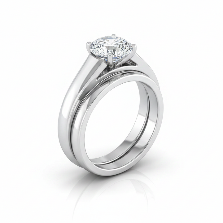 The Carly Matching Wedding Band, Round in 18K White Gold | RockHer