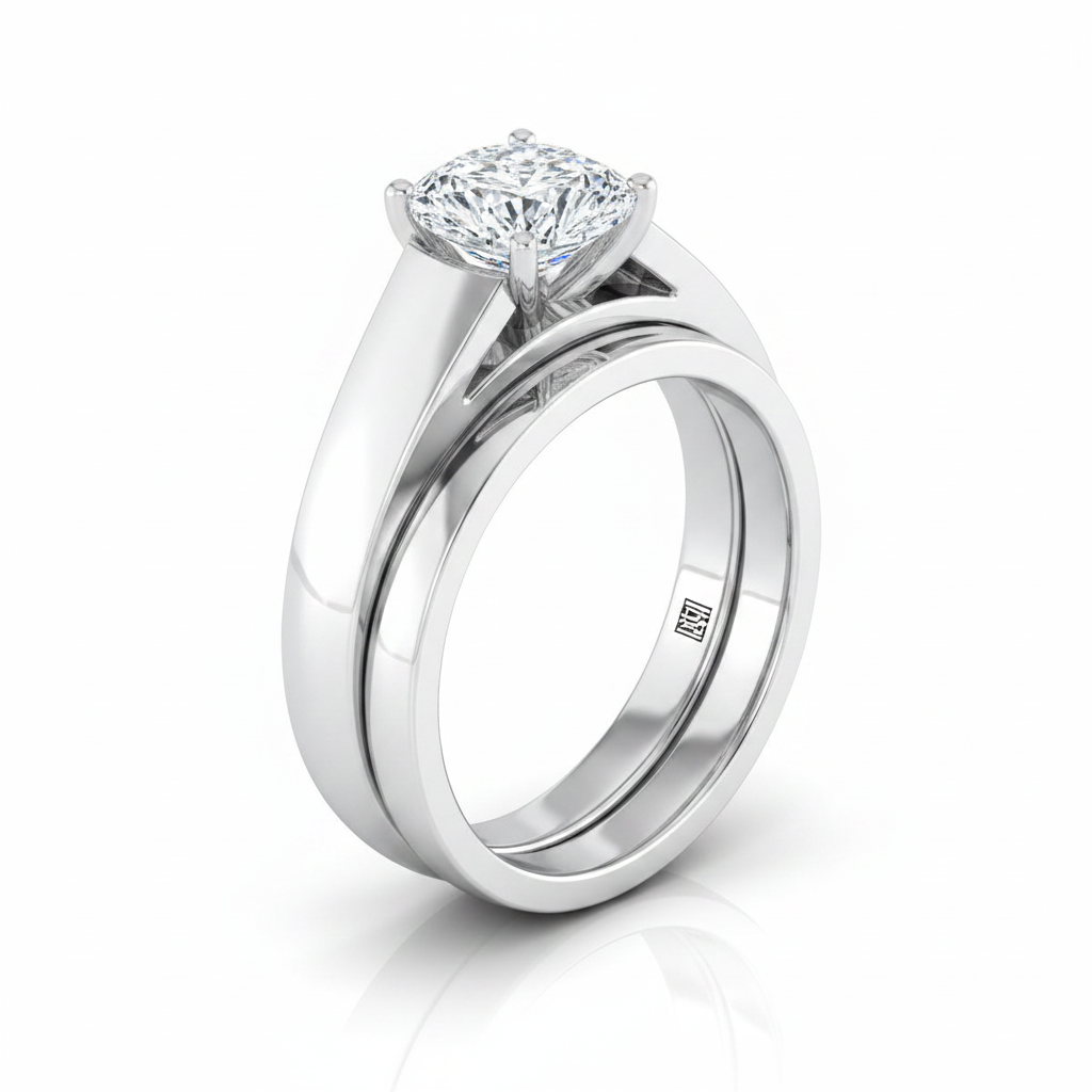 The Carly Matching Wedding Band, Cushion in Platinum