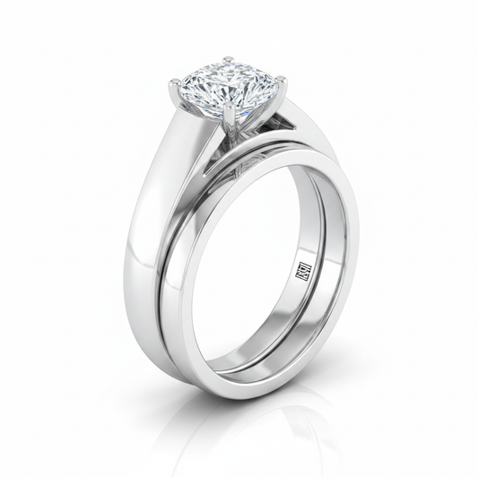 The Carly Matching Wedding Band, Cushion in Platinum
