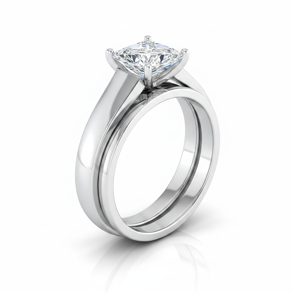 The Carly Matching Wedding Band, Princess in Platinum