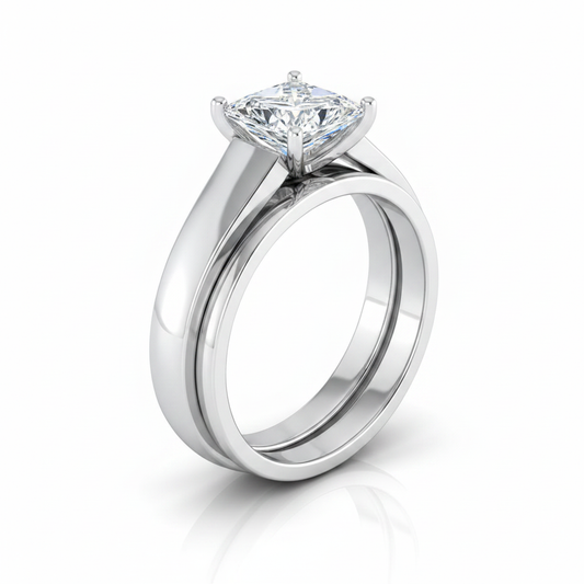 The Carly Matching Wedding Band, Princess in Platinum