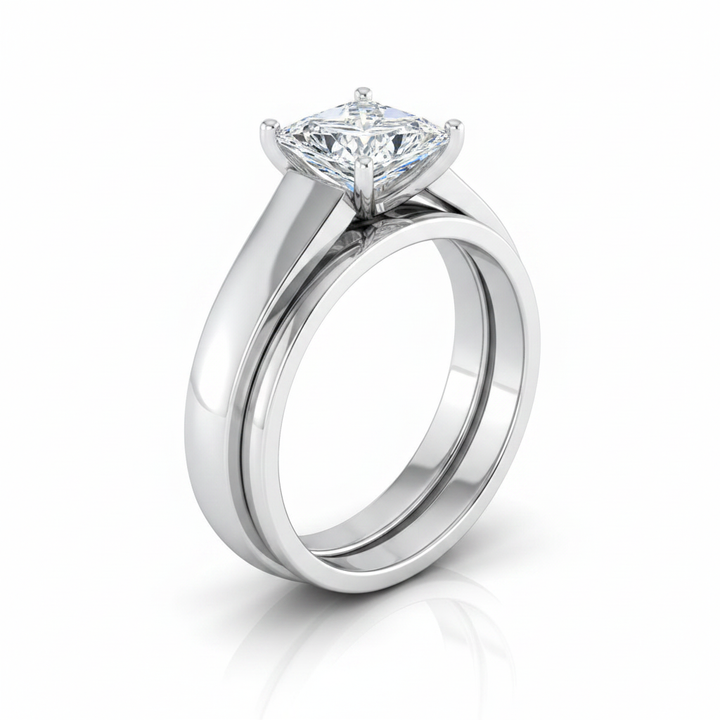 The Carly Matching Wedding Band, Princess in Platinum | RockHer