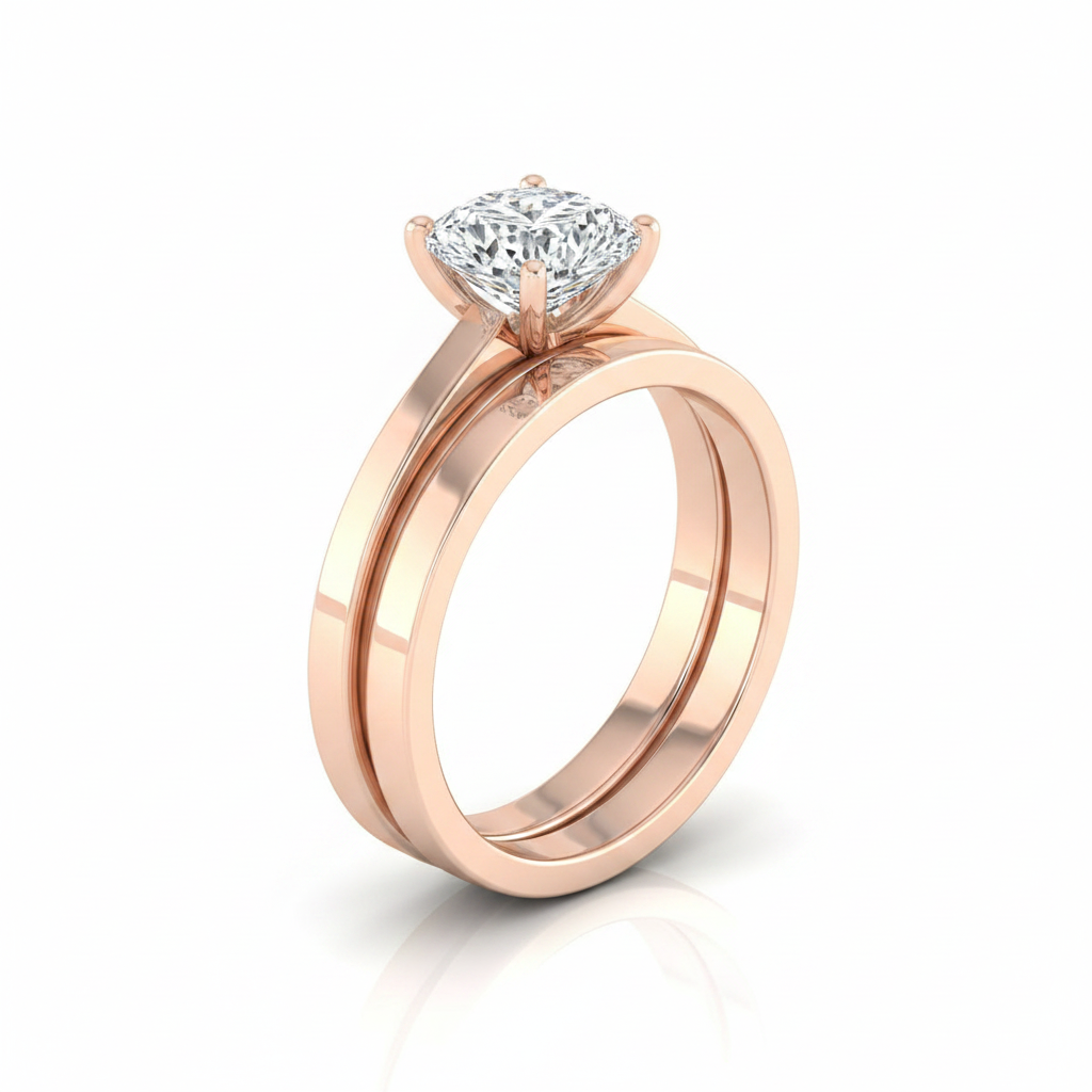 The Carmen Matching Wedding Band, Cushion in 14K Rose Gold