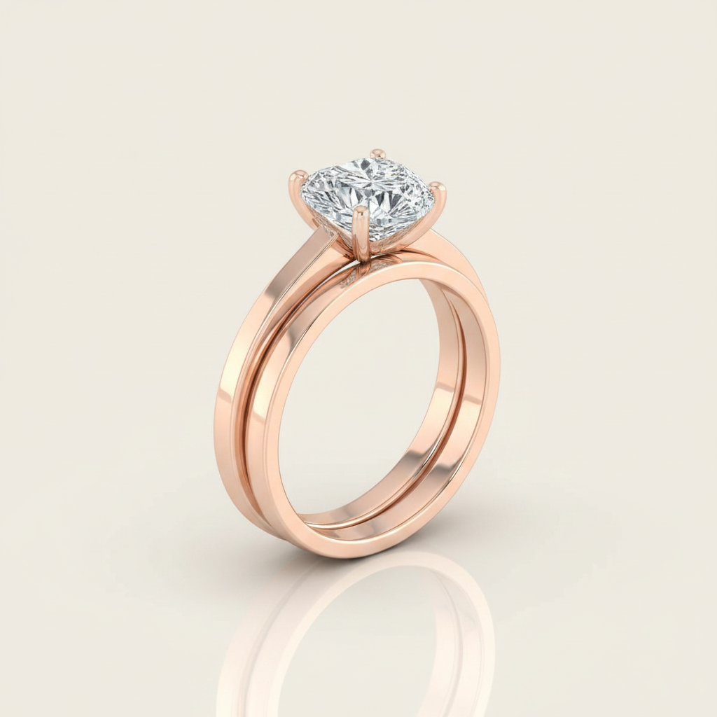 The Carmen Matching Wedding Band, Heart in 14K Rose Gold