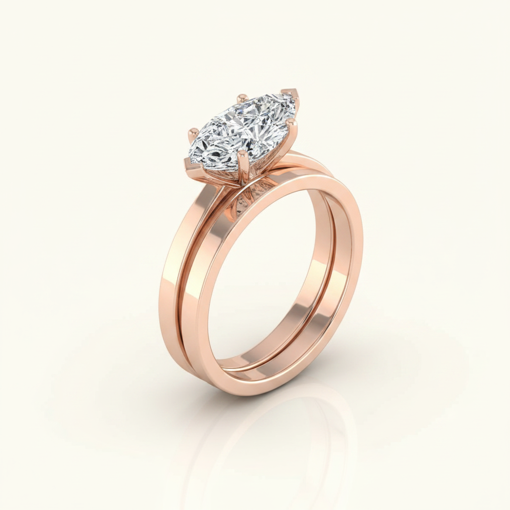 The Carmen Matching Wedding Band, Marquise in 14K Rose Gold