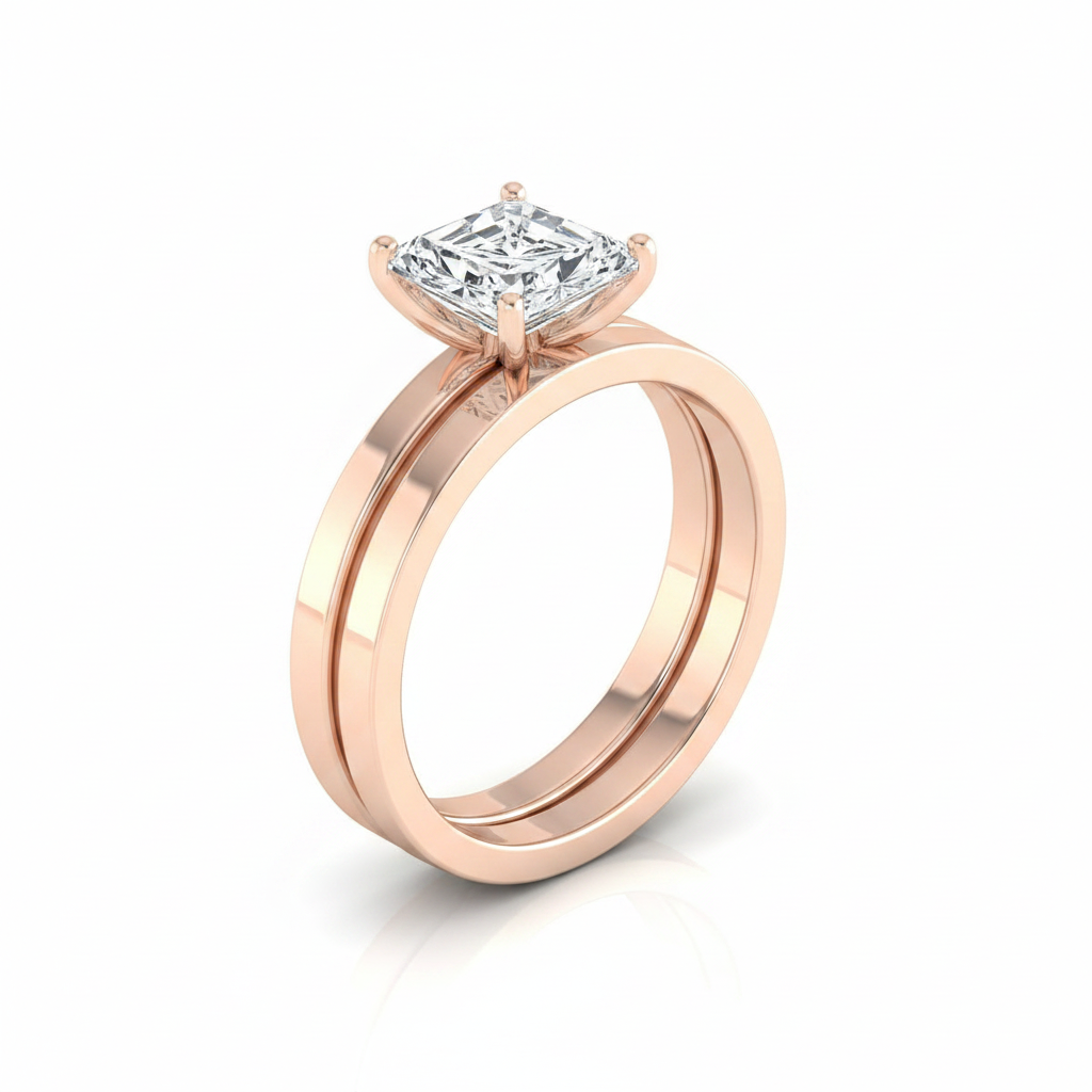 The Carmen Matching Wedding Band, Radiant in 14K Rose Gold