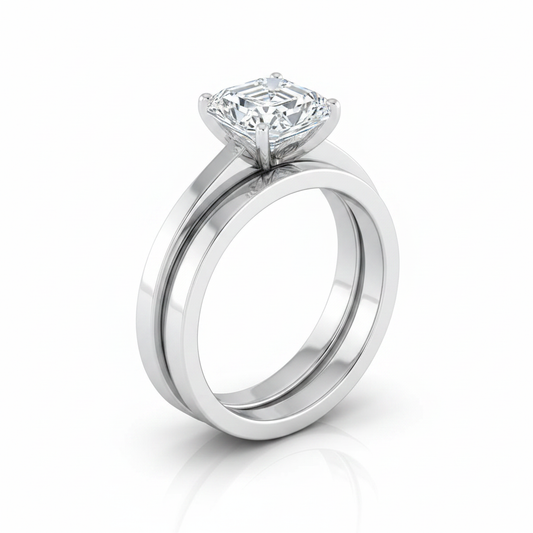 The Carmen Matching Wedding Band, Asscher in 18K White Gold