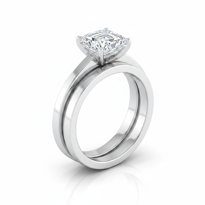 The Carmen Matching Wedding Band, Asscher in 18K White Gold | RockHer