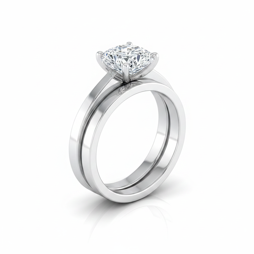 The Carmen Matching Wedding Band, Cushion in 18K White Gold