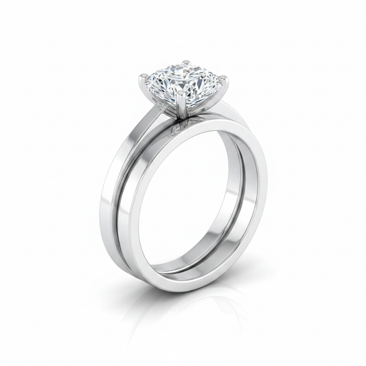 The Carmen Matching Wedding Band, Cushion in 18K White Gold