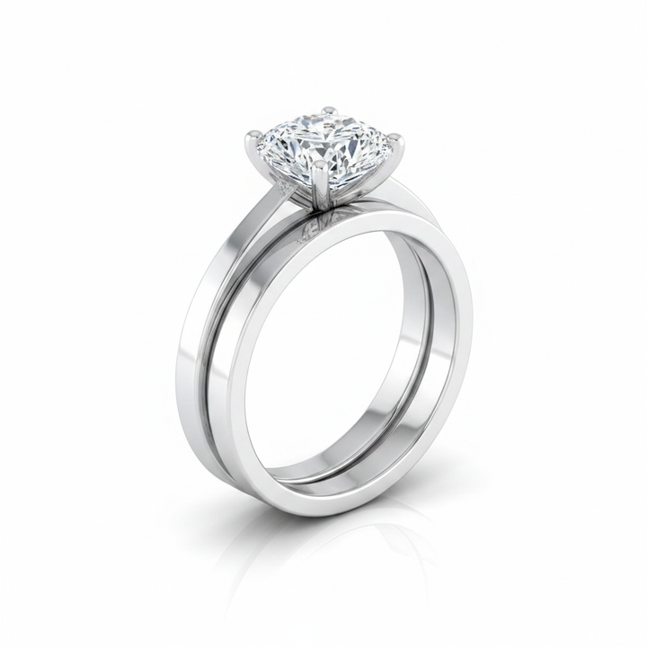 The Carmen Matching Wedding Band, Cushion in 18K White Gold | RockHer