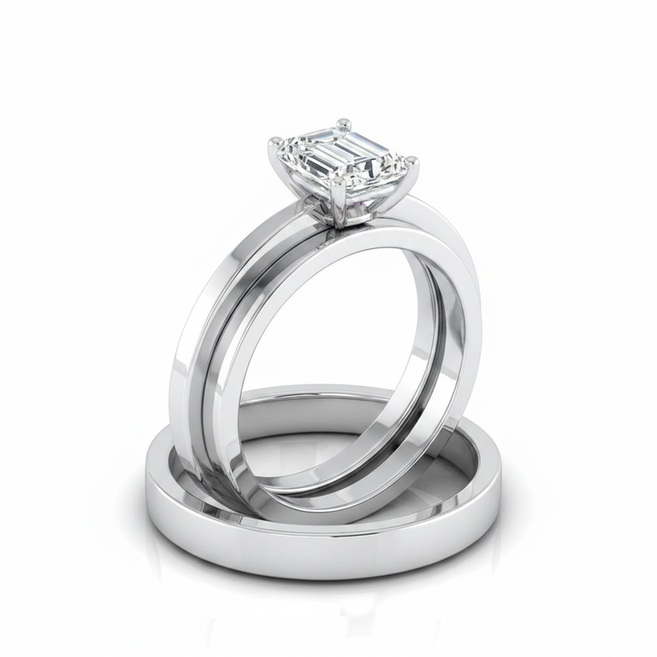 The Carmen Matching Wedding Band, Emerald in 18K White Gold | RockHer