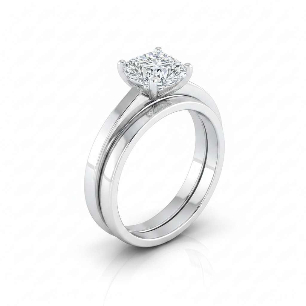 The Carmen Matching Wedding Band, Heart in 18K White Gold