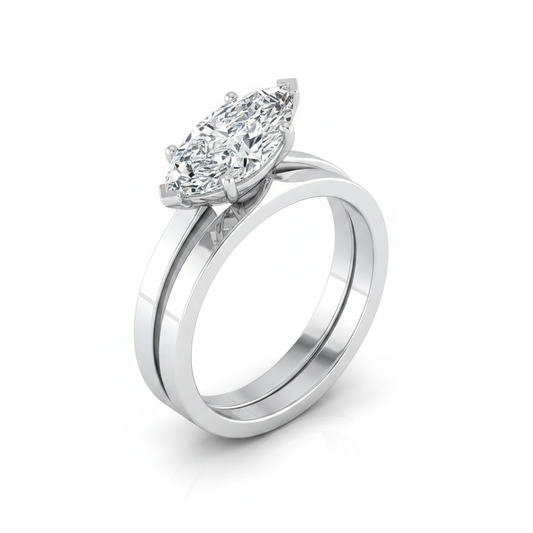 The Carmen Matching Wedding Band, Marquise in 18K White Gold