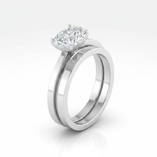 The Carmen Matching Wedding Band, Oval in 18K White Gold