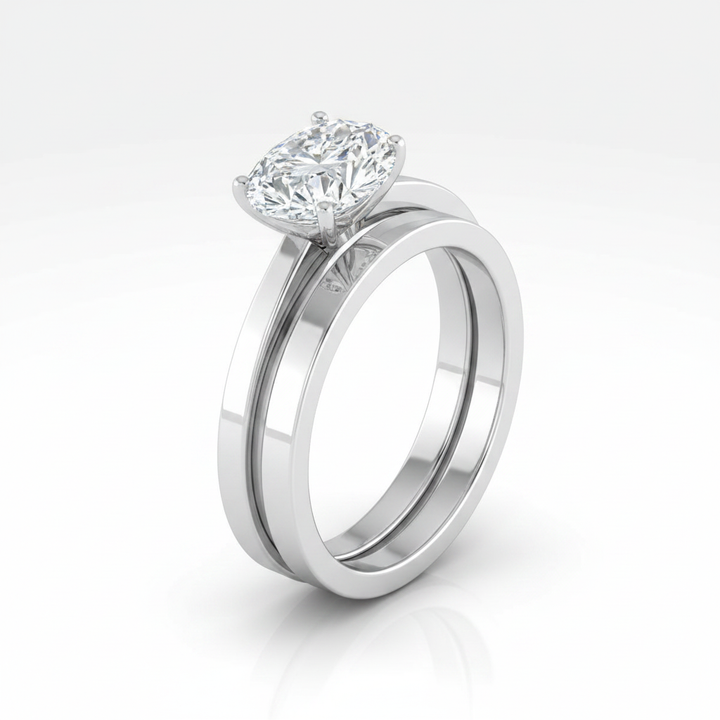 The Carmen Matching Wedding Band, Oval in 18K White Gold | RockHer