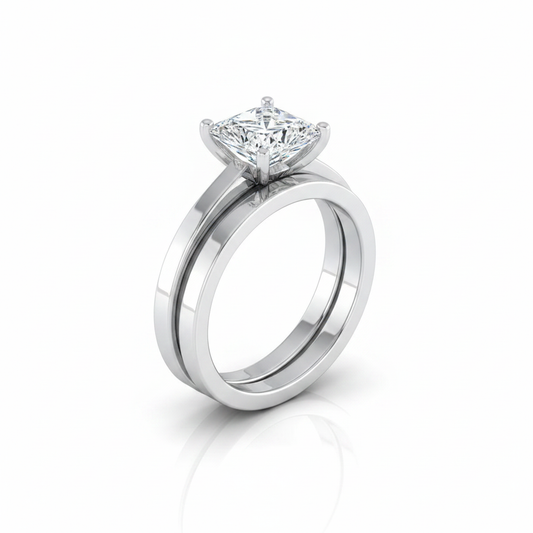 The Carmen Matching Wedding Band, Princess in 18K White Gold