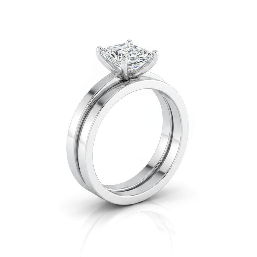 The Carmen Matching Wedding Band, Radiant in 18K White Gold