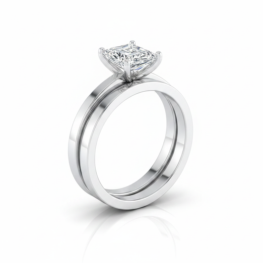 The Carmen Matching Wedding Band, Radiant in 18K White Gold