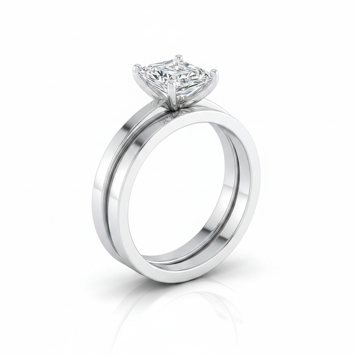 The Carmen Matching Wedding Band, Radiant in 18K White Gold | RockHer
