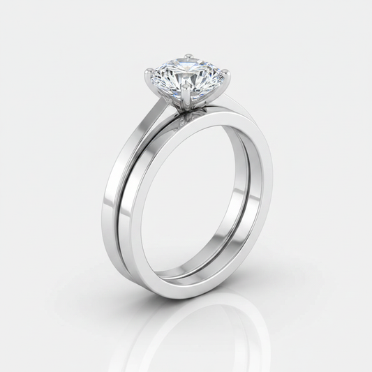 The Carmen Matching Wedding Band, Round in 18K White Gold