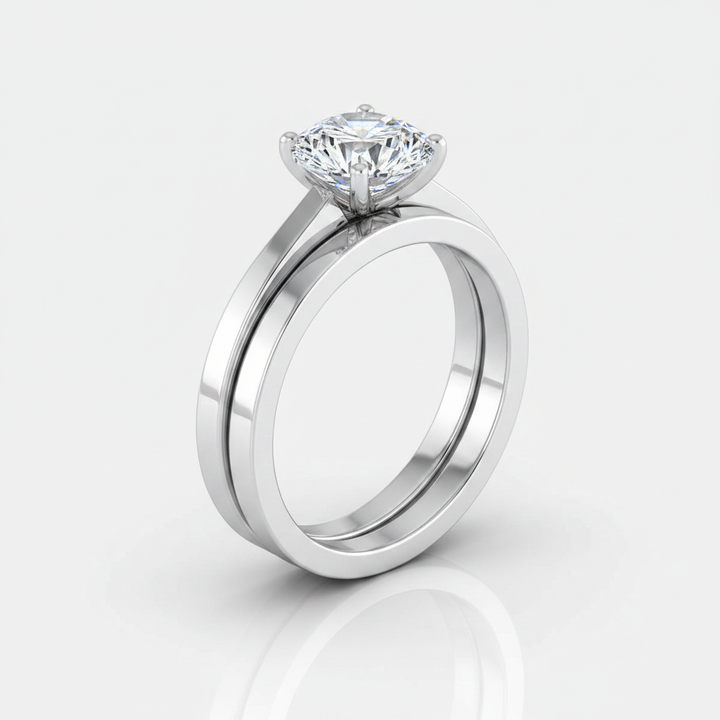 The Carmen Matching Wedding Band, Round in 18K White Gold | RockHer
