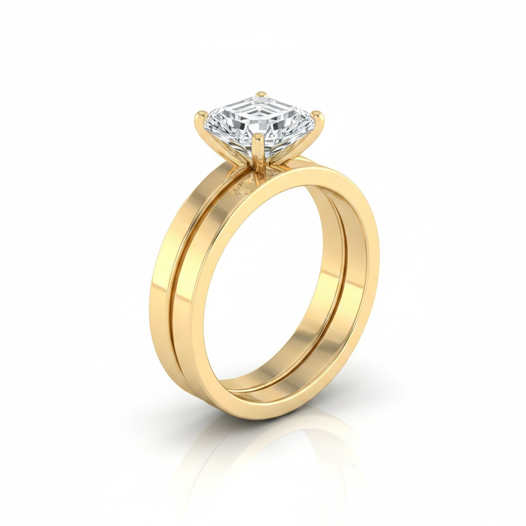 The Carmen Matching Wedding Band, Asscher in 18K Yellow Gold