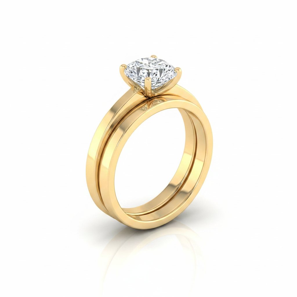 The Carmen Matching Wedding Band, Cushion in 18K Yellow Gold