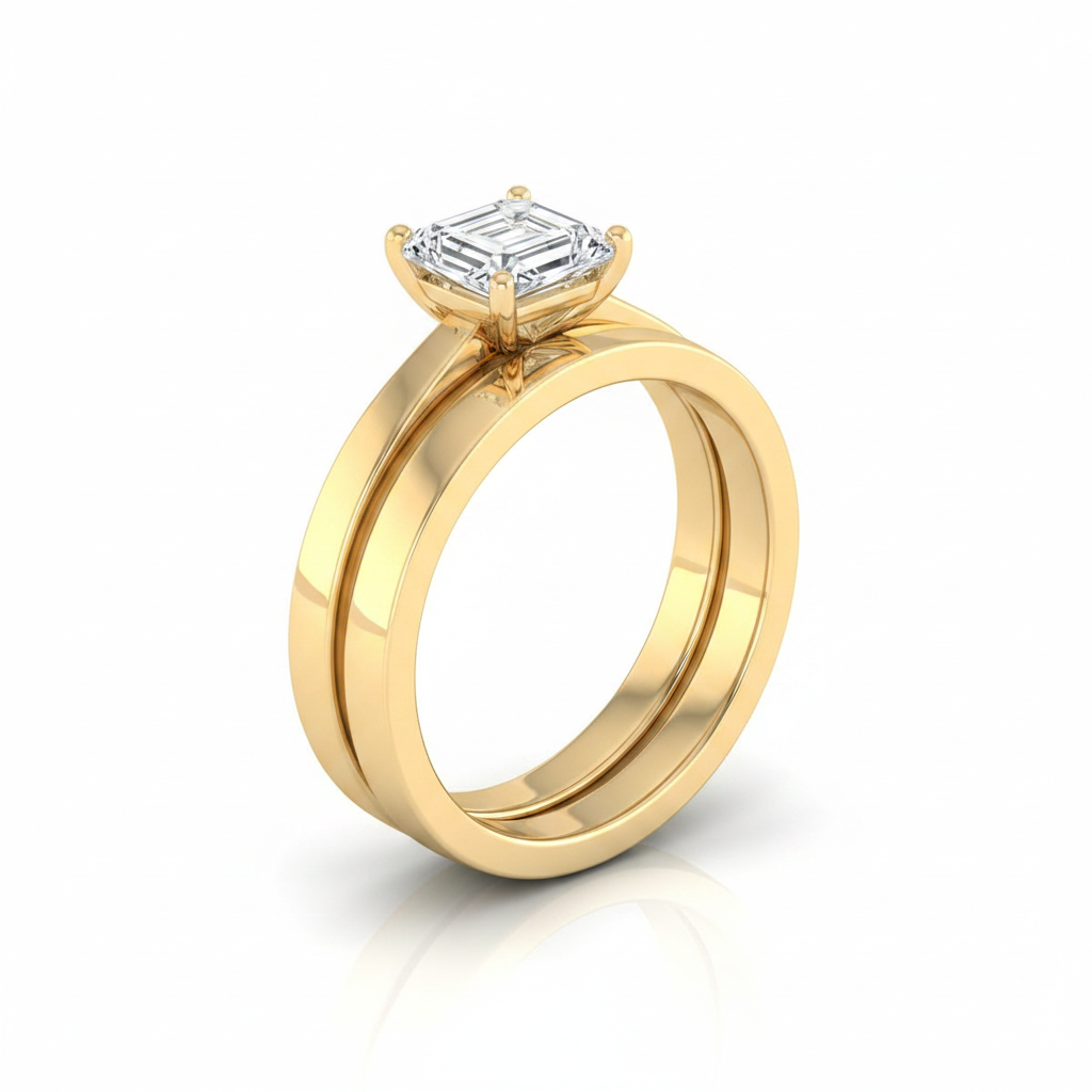 The Carmen Matching Wedding Band, Emerald in 18K Yellow Gold