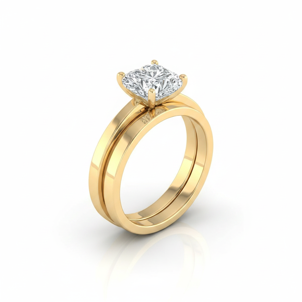 The Carmen Matching Wedding Band, Heart in 18K Yellow Gold