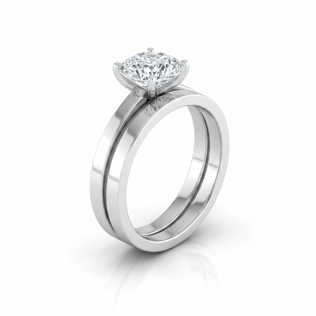 The Carmen Matching Wedding Band, Cushion in Platinum