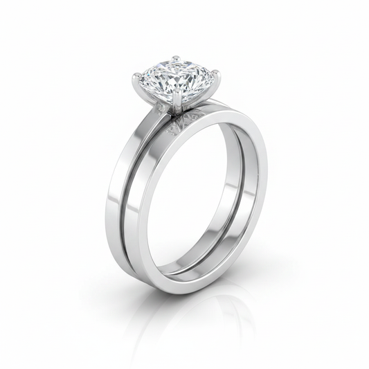 The Carmen Matching Wedding Band, Cushion in Platinum