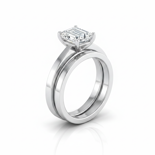 The Carmen Matching Wedding Band, Emerald in Platinum