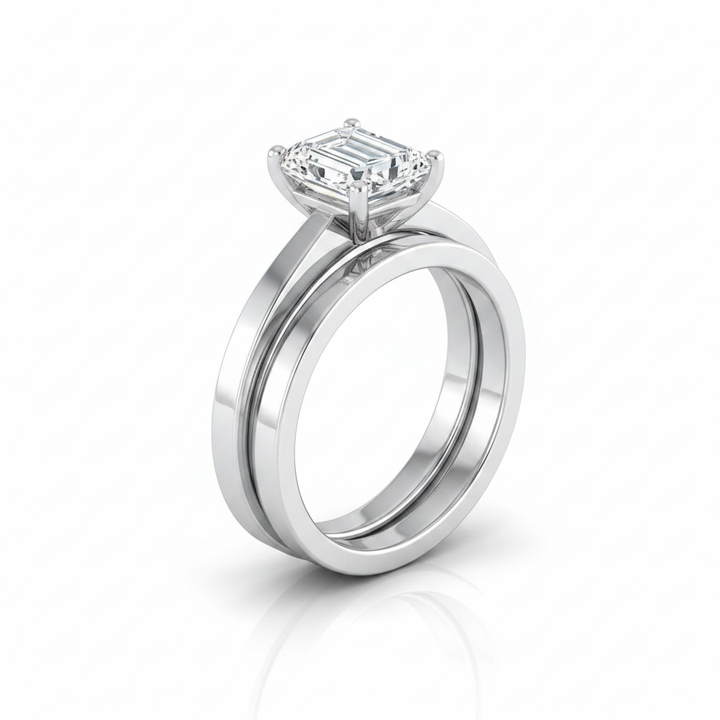 The Carmen Matching Wedding Band, Emerald in Platinum | RockHer