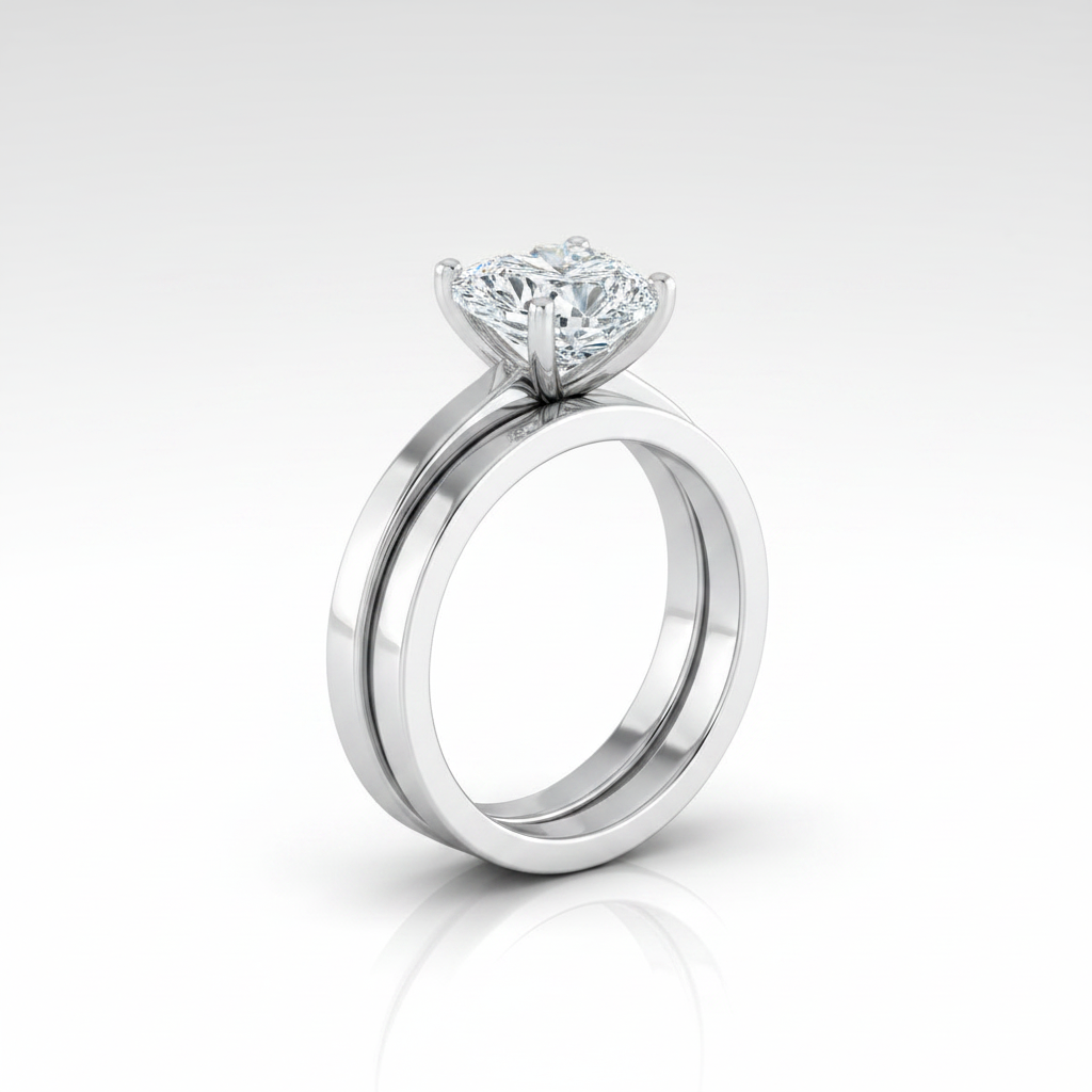 The Carmen Matching Wedding Band, Heart in Platinum