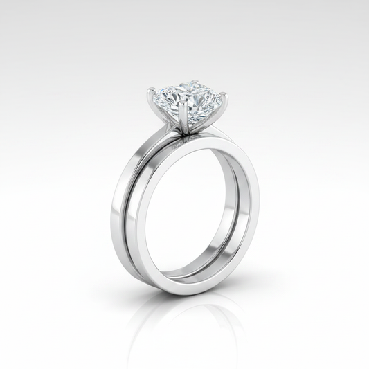 The Carmen Matching Wedding Band, Heart in Platinum