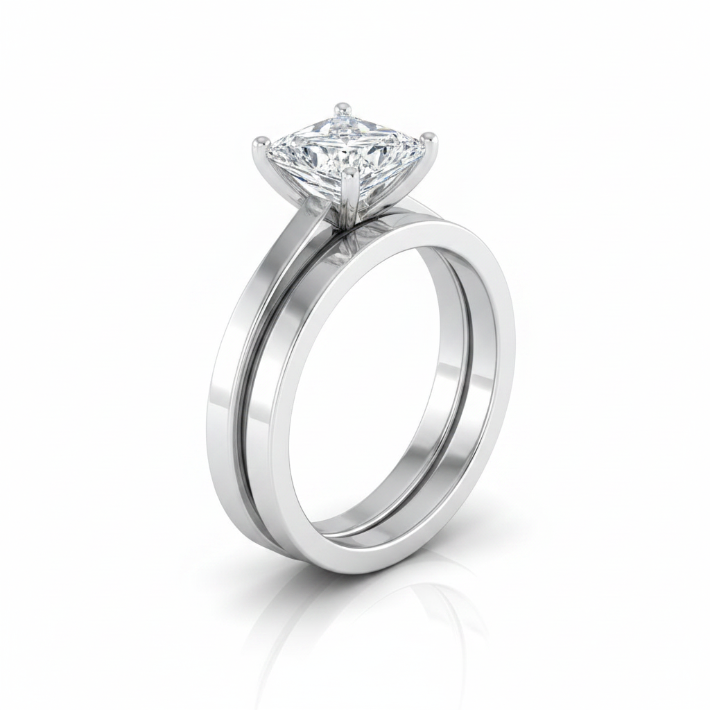 The Carmen Matching Wedding Band, Princess in Platinum