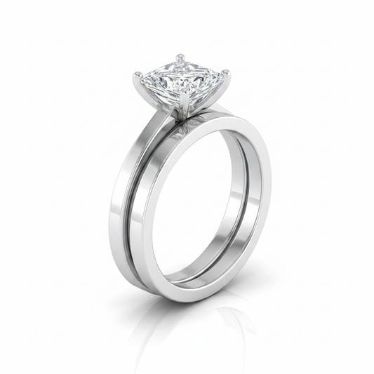 The Carmen Matching Wedding Band, Princess in Platinum