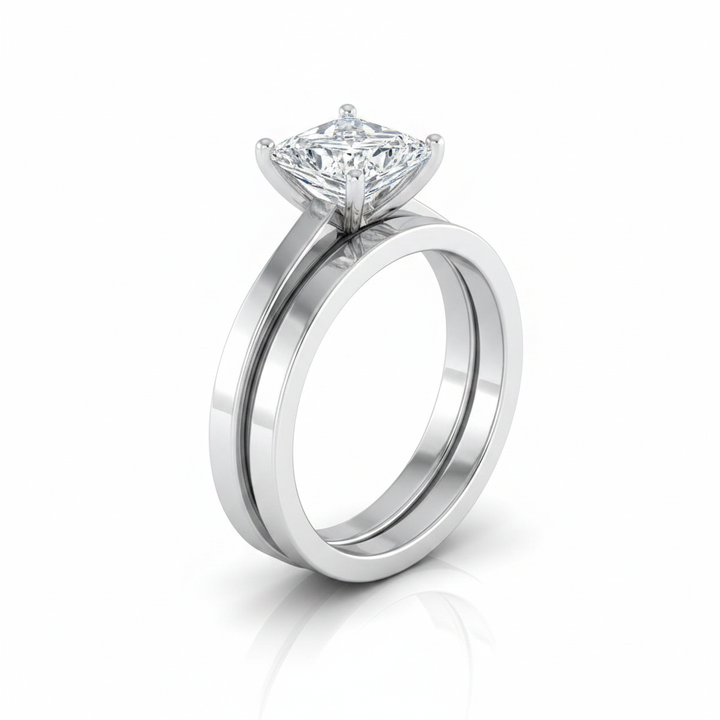 The Carmen Matching Wedding Band, Princess in Platinum | RockHer