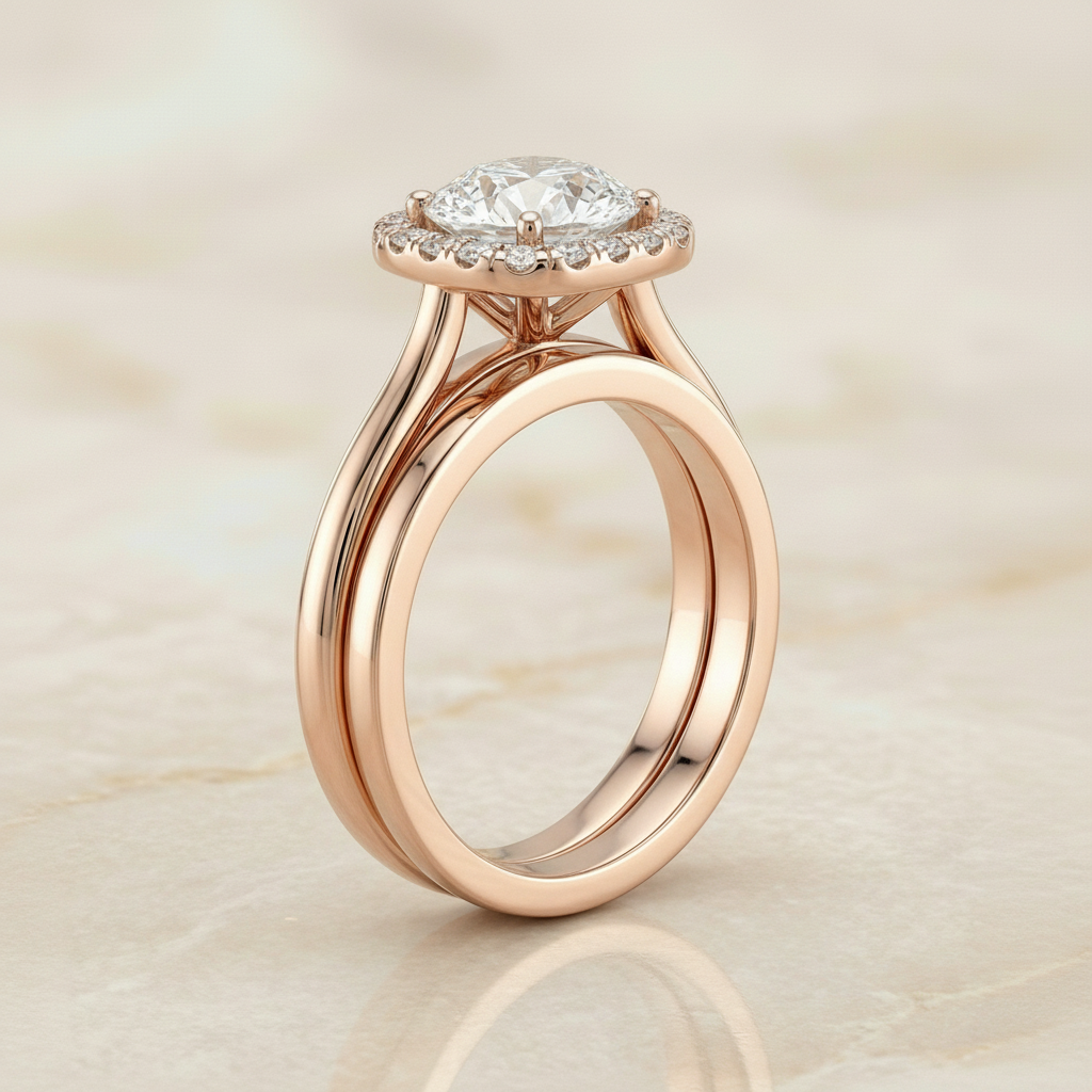 The Carnie Matching Wedding Band, Round in 14K Rose Gold