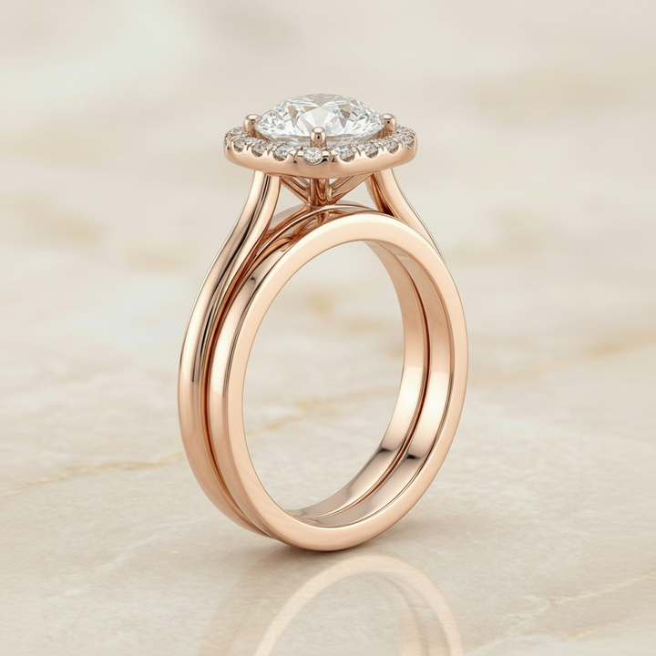 The Carnie Matching Wedding Band, Round in 14K Rose Gold | RockHer