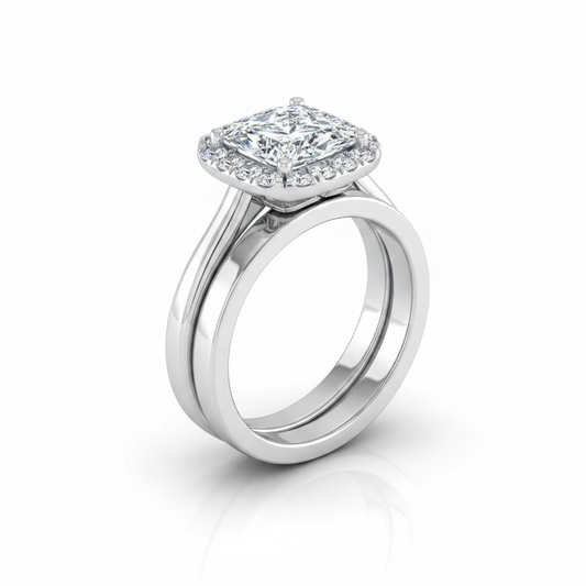 The Carnie Matching Wedding Band, Princess in Platinum
