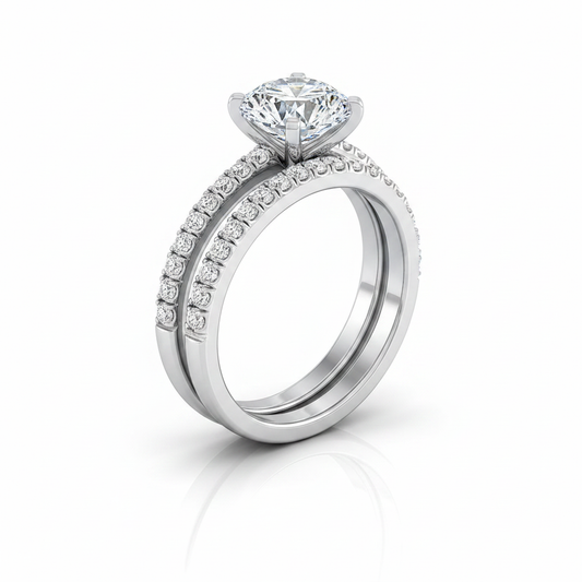 The Carole Matching Wedding Band, Round in 18K White Gold