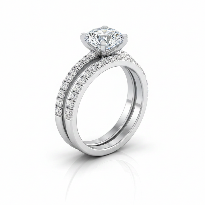 The Carole Matching Wedding Band, Round in 18K White Gold | RockHer