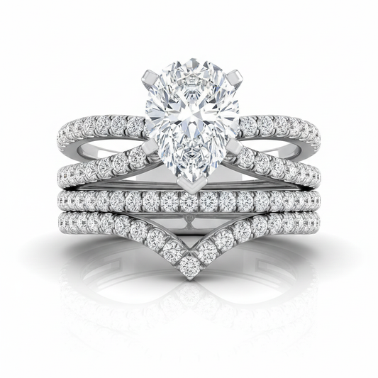 The Carole Matching Wedding Band, Pear in Platinum