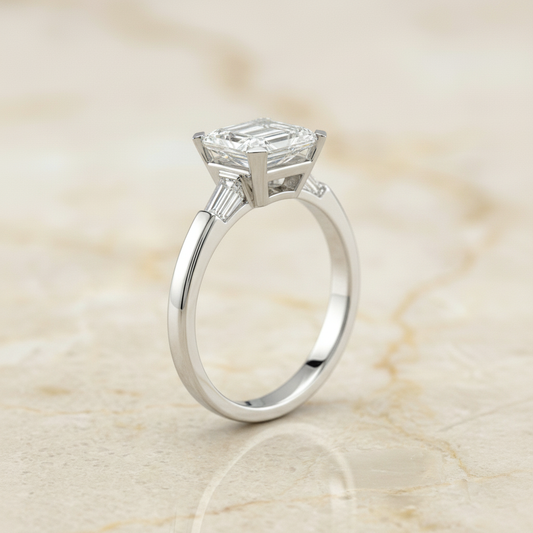 The Caroline Matching Wedding Band, Emerald in 18K White Gold