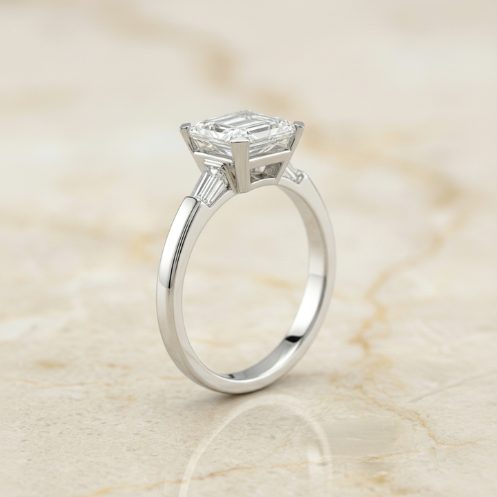 The Caroline Matching Wedding Band, Emerald in 18K White Gold | RockHer