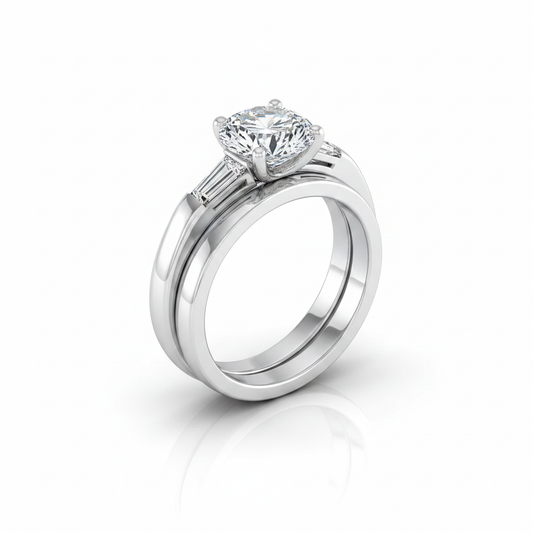 The Caroline Matching Wedding Band, Round in 18K White Gold