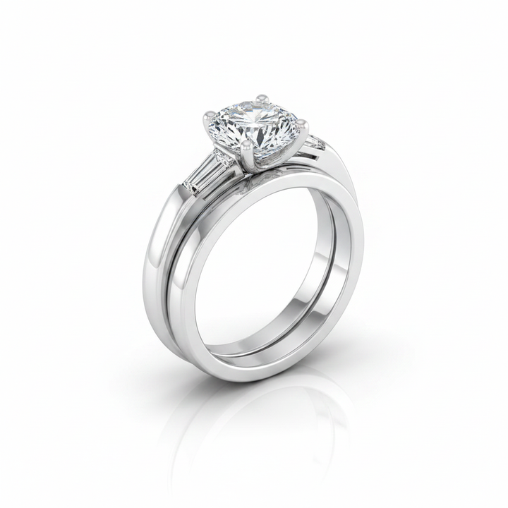 The Caroline Matching Wedding Band, Round in 18K White Gold | RockHer